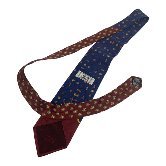 Rare Mens Gianni Versace Medusa Print Royal Blue & Red Designer Luxury Neck Tie - Picture 11 of 14